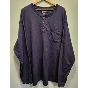 Mens Duluth Navy Blue Relaxed Fit Longtail Long Sleeve Henley Shirt Pocket 3XL
